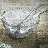 Clear Salad Bowl and Serving Spoons Set - Baroque & Rock - Baci Milano